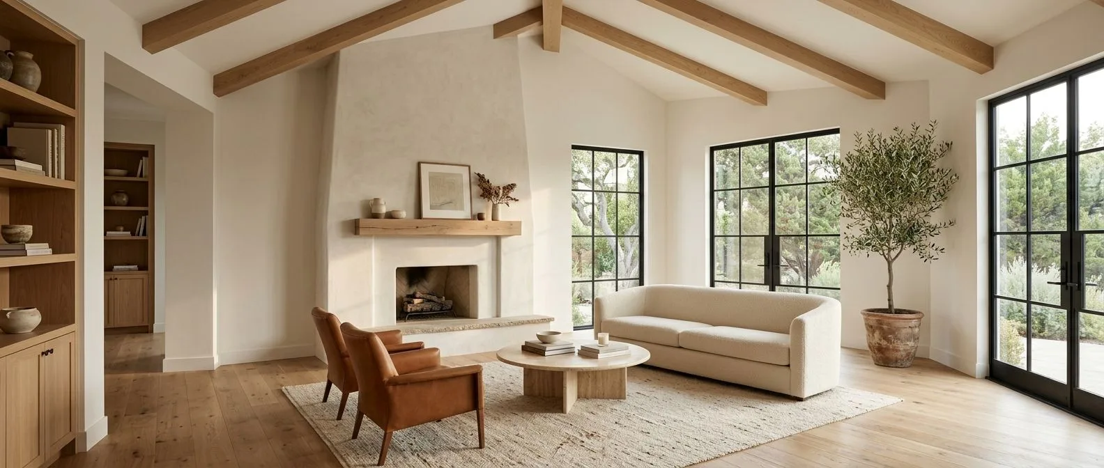 The living room after renovation: bright, warm and open
