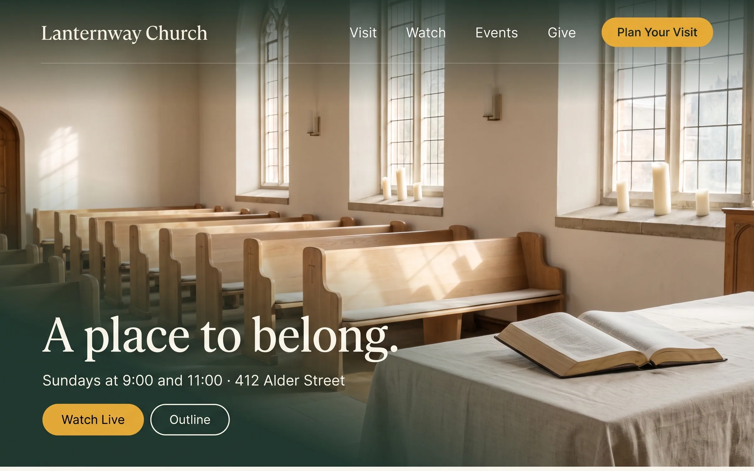 Concept design: a church website homepage